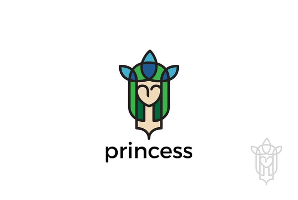 Princess Woman Girl Logo Abstract Design Vector Template Linear Style — Stock Vector