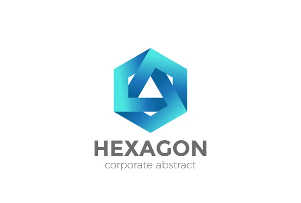 Hexagon Triangle Logo Looped Infinity Design Vector Template — Stock Vector