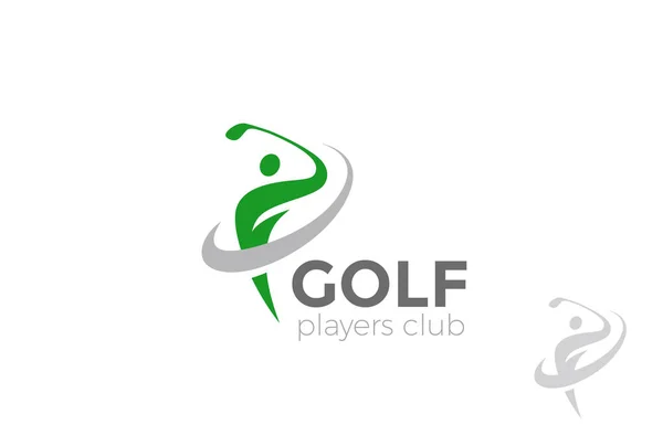 ゴルフ プレーヤーのボールのロゴ デザイン ベクトル テンプレートをヒットします — ストックベクタ