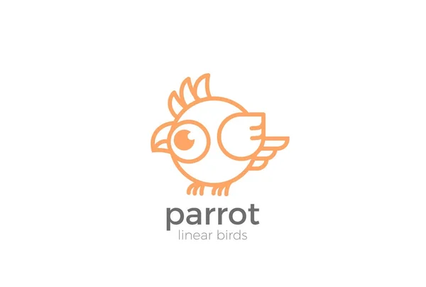 Lustig Papagei Abstrakt Logo Design Vektor Vorlage Linearen Stil — Stockvektor