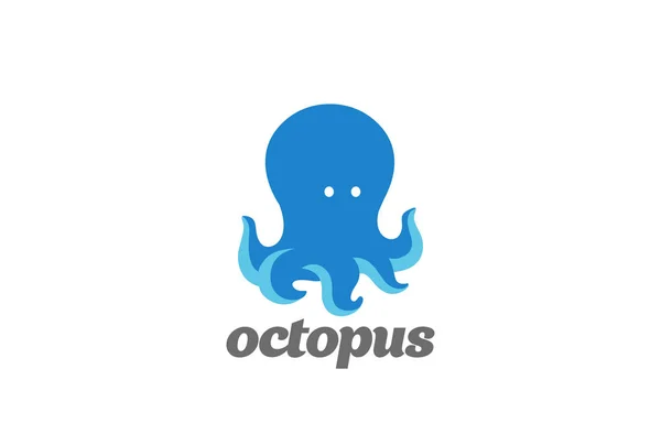 Amigável Engraçado Octopus Logotipo Modelo Vetor Design — Vetor de Stock