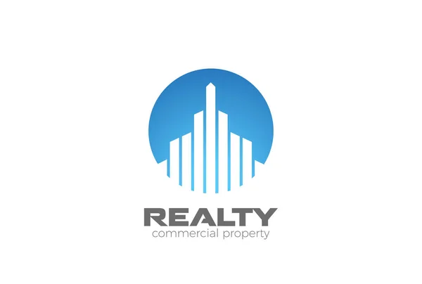 Real Estate Logo Design Vektor Šablona Kruhového Tvaru — Stockový vektor