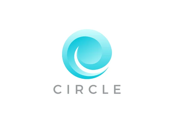 Circle Wave Agua Líquido Abstracto Logo Diseño Vector Plantilla — Vector de stock