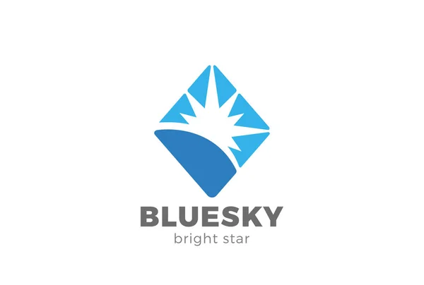 Blue Star Shine Logotyp Abstrakt Design Vector Mall — Stock vektor