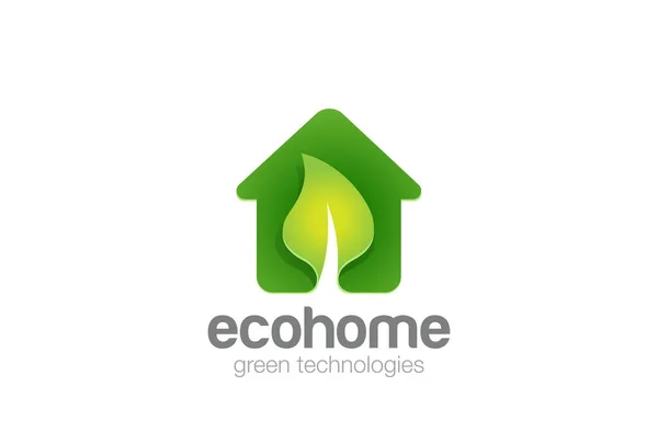 Green Eco House Logo Real Estate Design Vector Template — Stock Vector