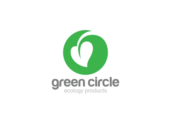 Modèle Vectoriel Conception Eco Green Leaf Circle Logo Style Espace — Image vectorielle