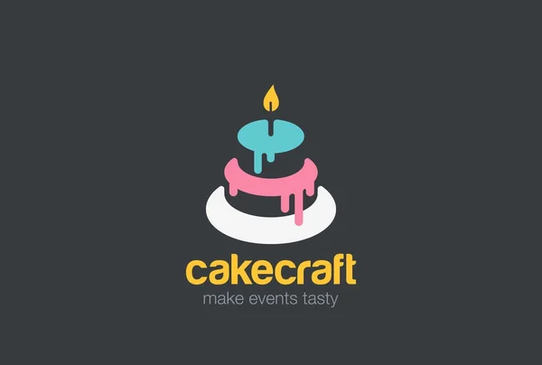 Cake Bakery Logo Design Vector Template Negative Space Style — Stock Vector