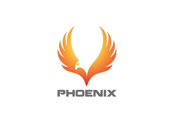 Phoenix Ascendente Wings Logo Design Modello Vettoriale — Vettoriale Stock