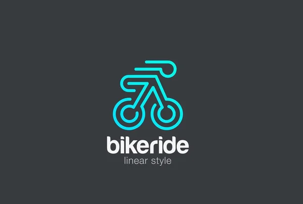 Bicicleta Bicicleta Rider Logo Design Vetor Modelo Estilo Linear — Vetor de Stock