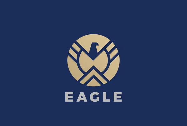 Golden Eagle Logo Design Modello Vettoriale Forma Del Cerchio Emblema — Vettoriale Stock