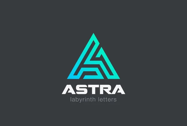 Brev Labyrint Triangel Logotyp Abstrakt Design Vector Mall Linjär Stil — Stock vektor