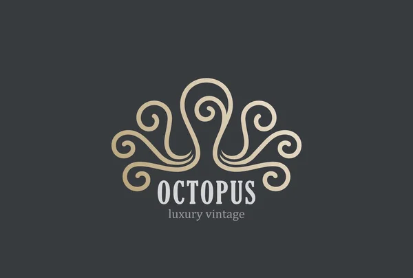 Design Ilustração Vetorial Octopus Logo Para Restaurante Frutos Mar Luxo — Vetor de Stock