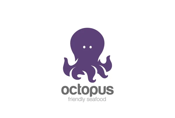 Дружній Смішний Дизайн Логотипу Octopus Векторний Шаблон — стоковий вектор