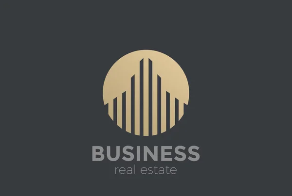 Real Estate Logo Design Vektor Šablona Kruhového Tvaru — Stockový vektor