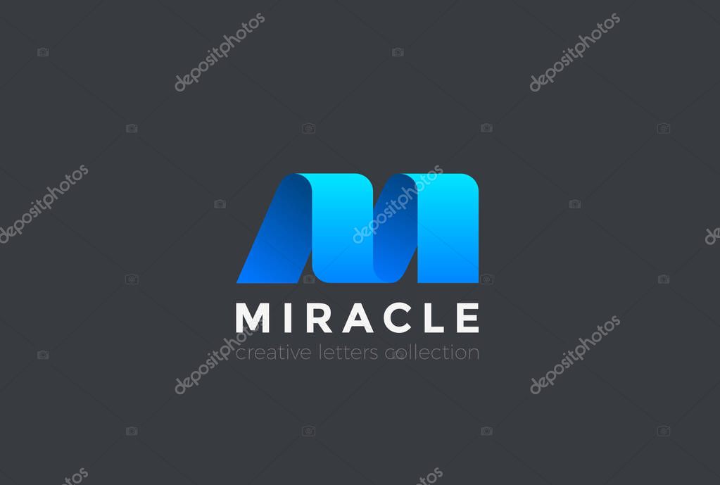 Letter M Logo ribbon design abstract vector template