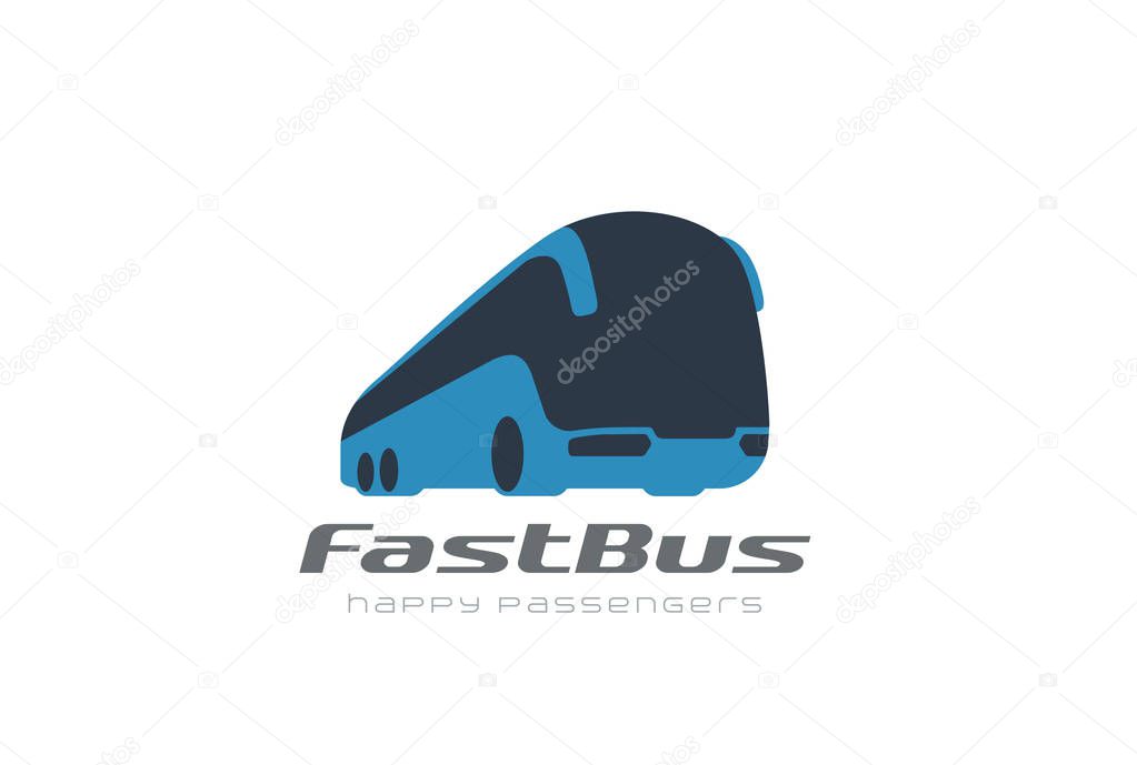 Bus passengers transportation vehicle Logo design vector template. Futuristic auto car Logotype concept icon
