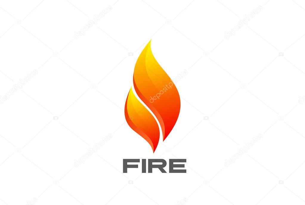 Fire Flame abstract Logo design vector template. Burn flaming campfire Logotype concept icon