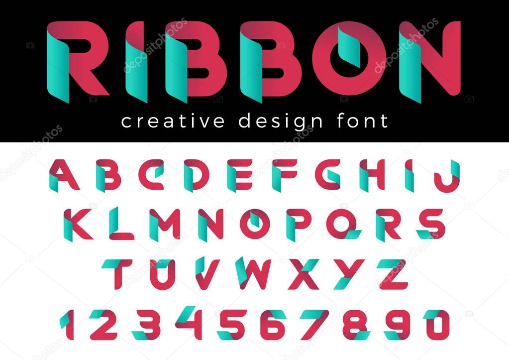 Creative Design vector Font of Ribbon for Title, Header, Lettering, Logo