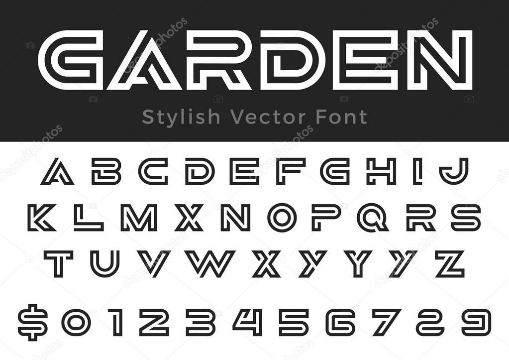 Creative Design vector linear Font for Title, Header, Lettering, Logo, Monogram