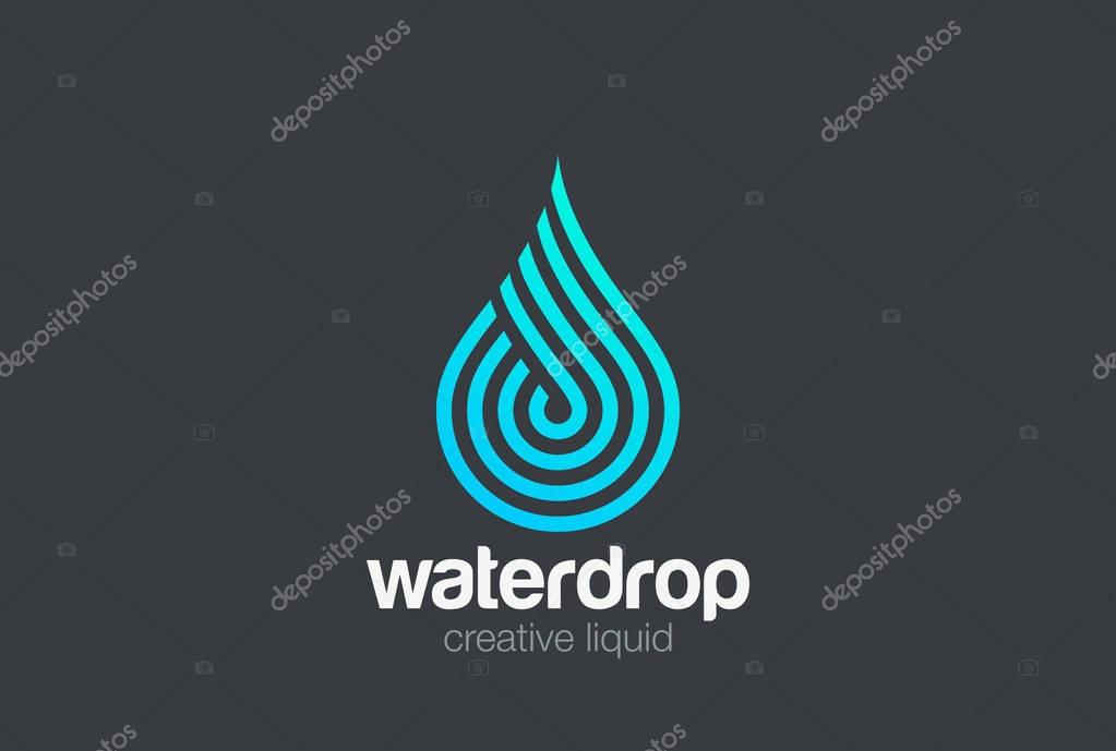 Water drop Logo design vector template Linear style