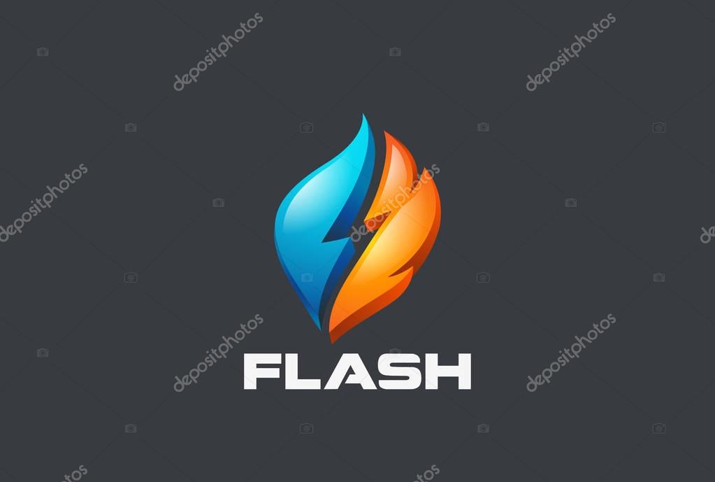 Flash thunderbolt Power Logo design vector template
