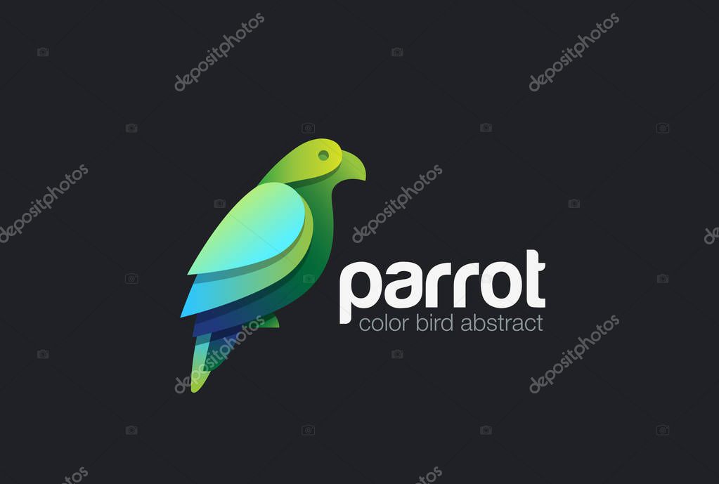 Colorful Parrot sitting abstract Logo design vector template
