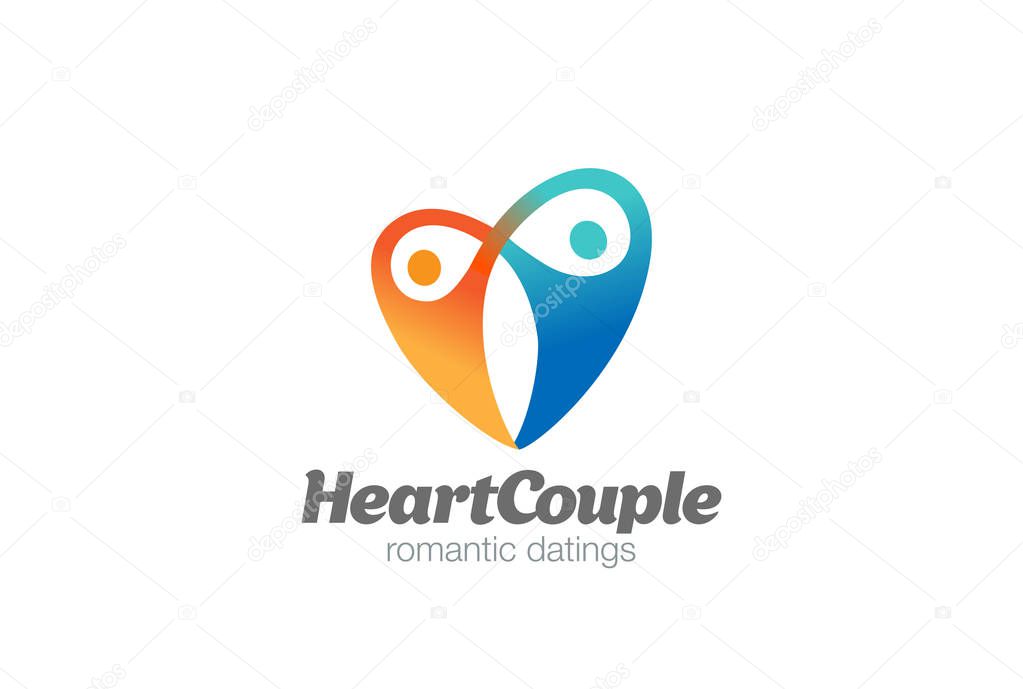 Love Heart Couple Hug Logo design vector template