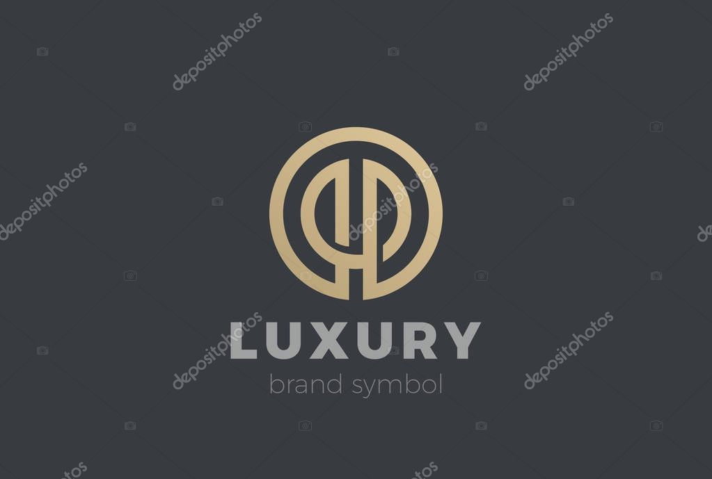 Golden Circle abstract Linear Logo design vector template
