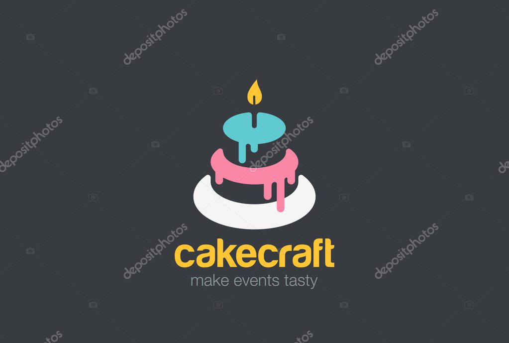 Cake Bakery Logo design vector template Negative space style