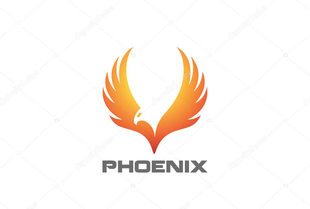 Phoenix rising Wings Logo design vector template