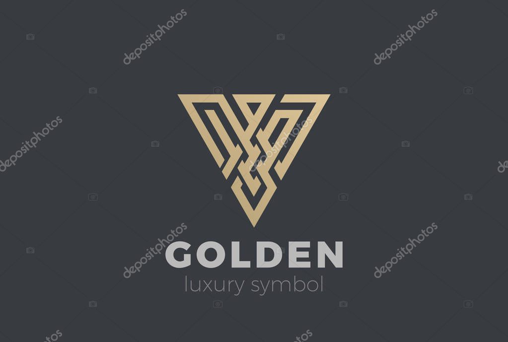 Letter V Labyrinth Triangle Logo abstract design vector template Linear style