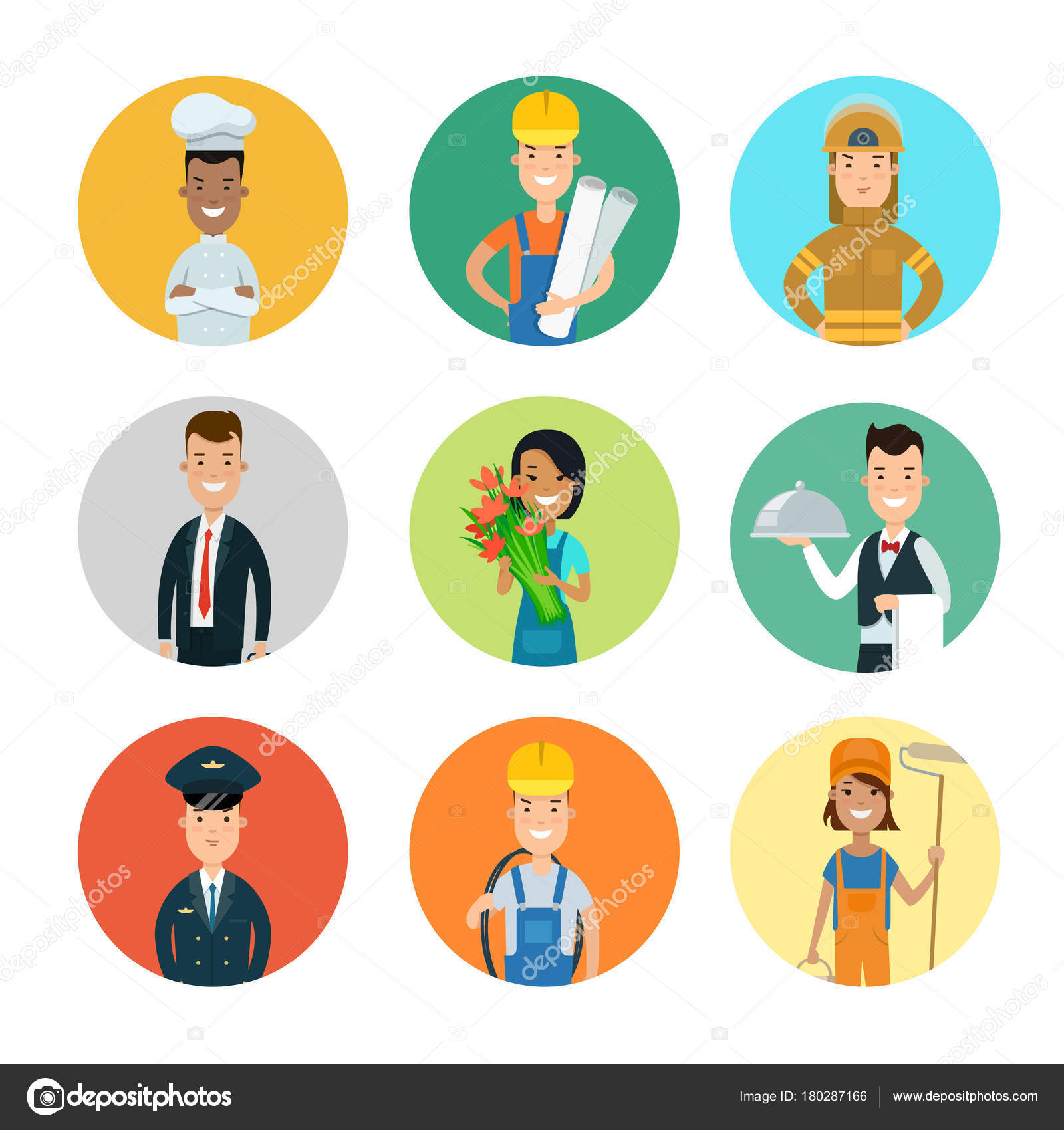 50 Free Professions Avatars in Flat Style - Designbeep