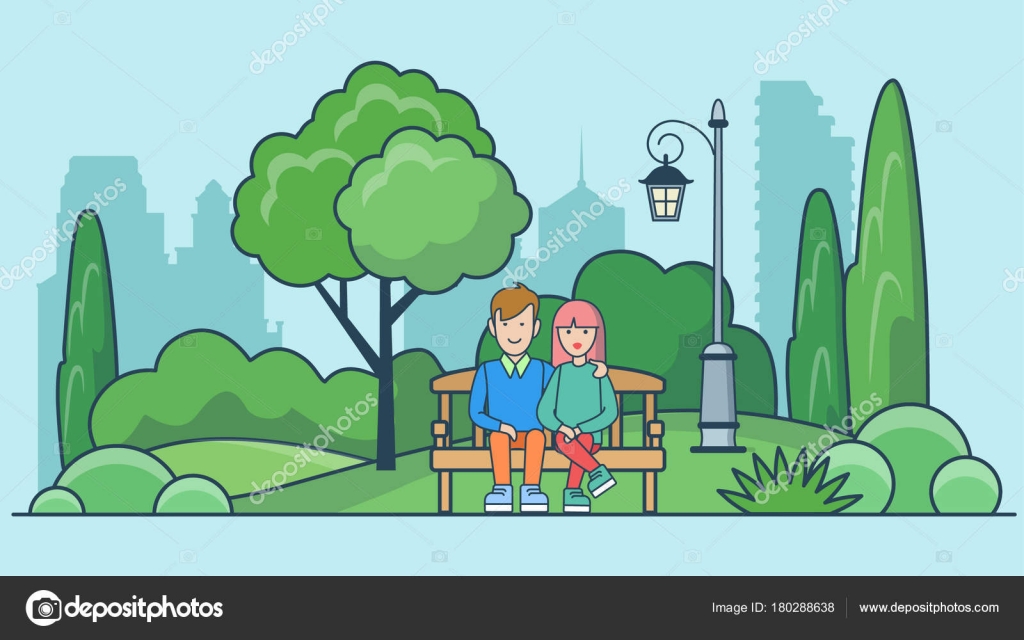 Illustration True love, romantic couple in city