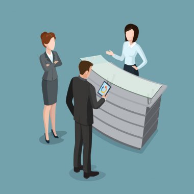 Düz izometrik Resepsiyon iç 