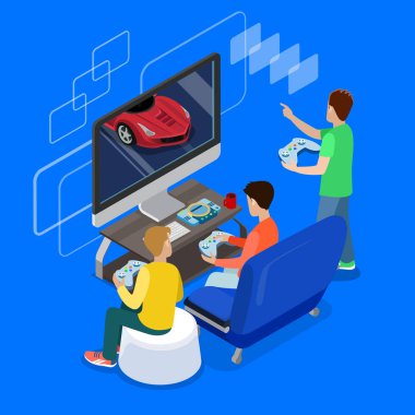 arkadaşlar PlayStation konsolunda oynamak
