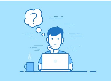 çalışan genç üzgün adam 