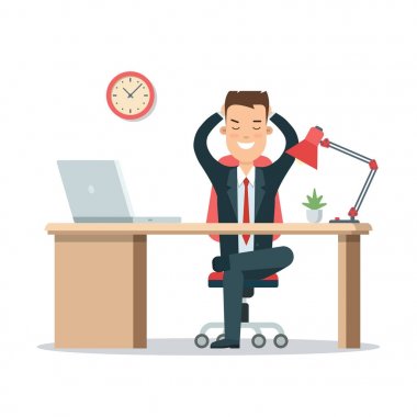 Düz stil mutlu işadamı