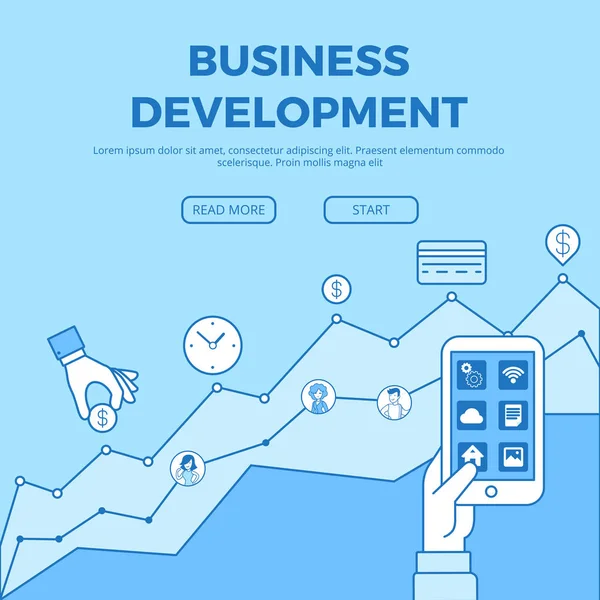 Obchodní digitální rozvoj infografika — Stockový vektor