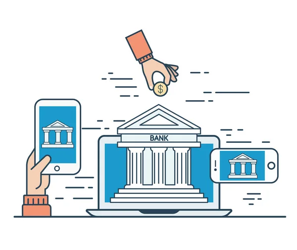 Web app edificio della banca — Vettoriale Stock