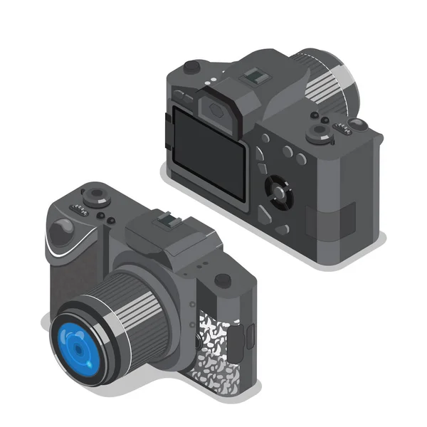 Cámara fotográfica de lente única DSLR — Vector de stock