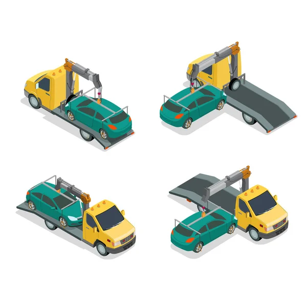 Isometric auto Tow truck — Stock Vector