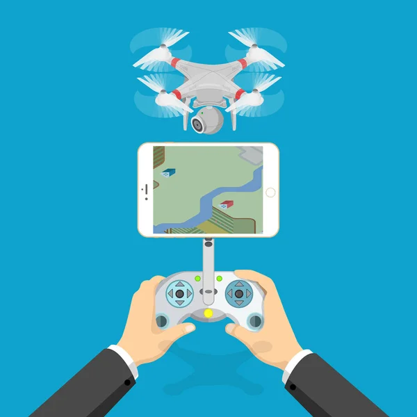 Navigation sur smartphone drone quadcopter — Image vectorielle
