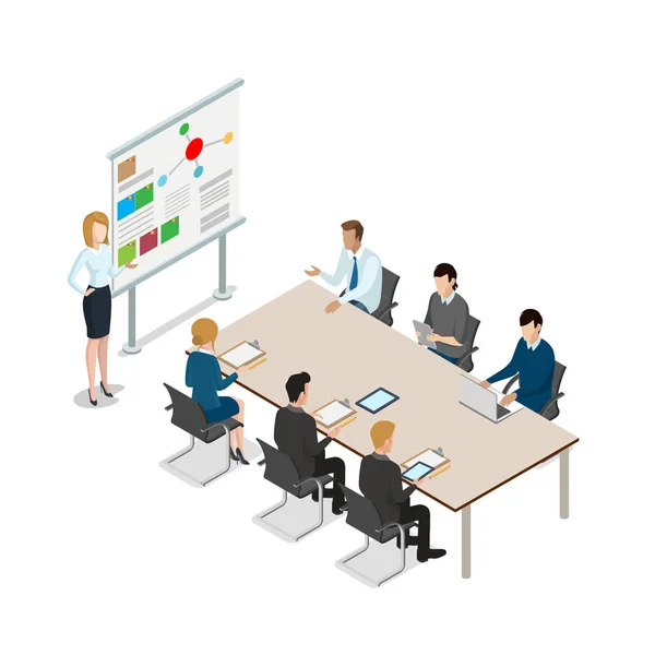 Meeting room presentation team — Stock Vector