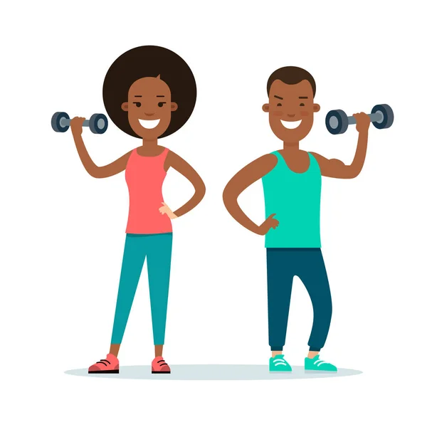 Fitness junger Mann und Frau — Stockvektor
