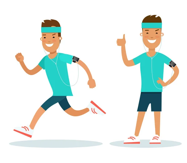 A fiatalember jogging — Stock Vector