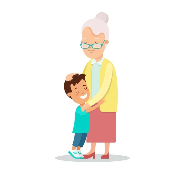 祖母和孙子拥抱 — 图库矢量图片