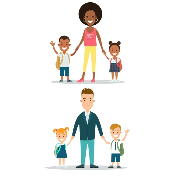 Famille avec enfants personnages — Image vectorielle