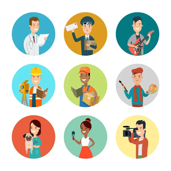 Flat style professions avatars — Stock Vector