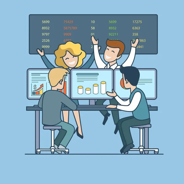 Estilo plano linear local de trabalho de negócios —  Vetores de Stock