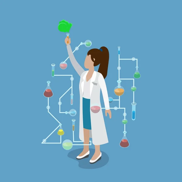 Experimento de laboratório de ciências isométricas —  Vetores de Stock